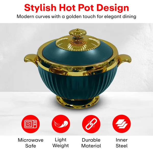 Set_Of_3_Green_Luxury_Casserole_(1.2L+1.8L+3.2L)_With_Golden_Finish