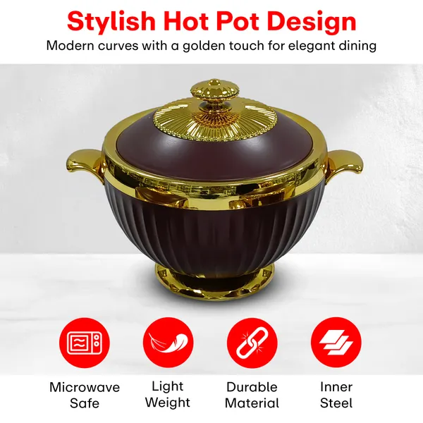 Set_Of_3_Maroon_Luxury_Casserole_(1.2L+1.8L+3.2L)_With_Golden_Finish