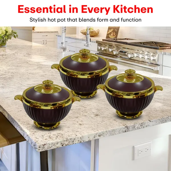 Set_Of_3_Maroon_Luxury_Casserole_(1.2L+1.8L+3.2L)_With_Golden_Finish