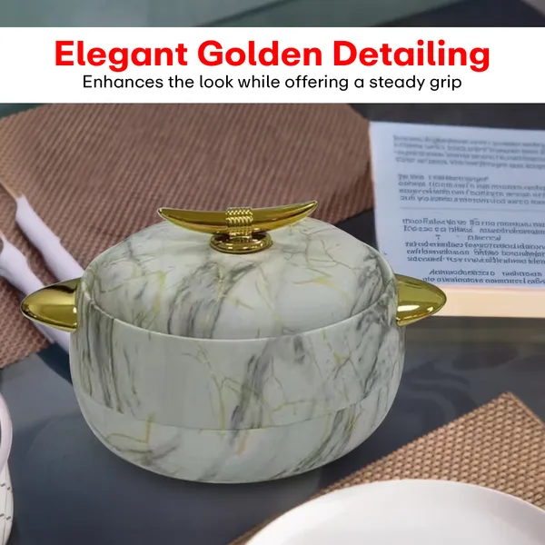 White_Elegant_Golden_Handles_Marble_Finish_Casserole_Set_Of_3_(1L+2L+3.5L)