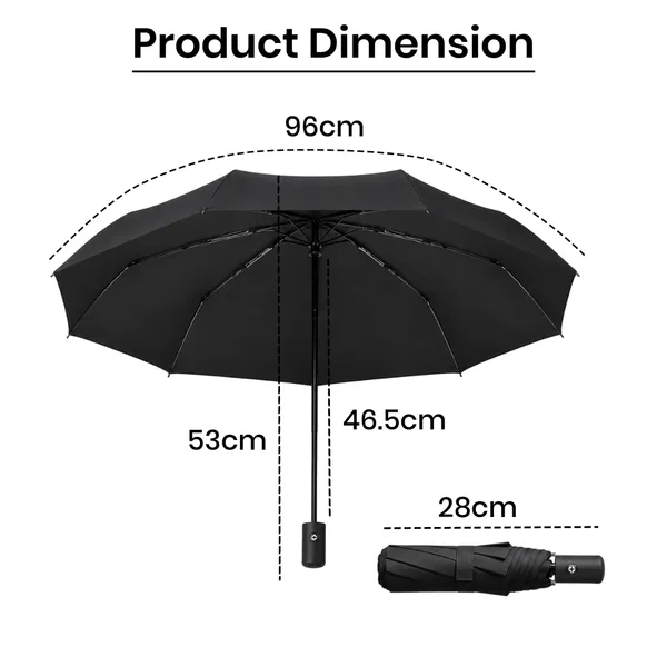 PrimePick_3-Fold_Compact_Travel_Umbrella_Black