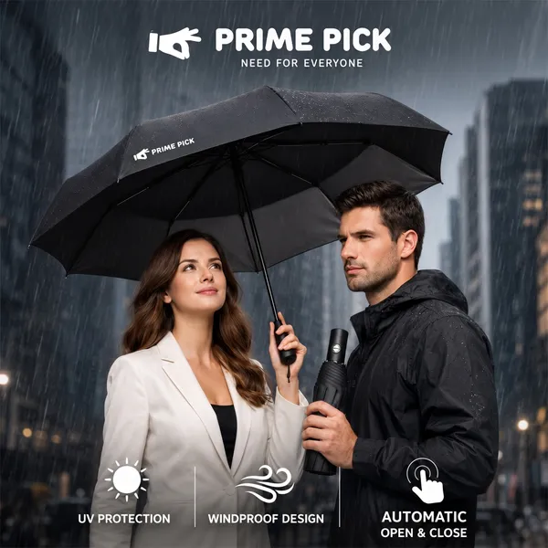 PrimePick_3-Fold_Compact_Travel_Umbrella_Black