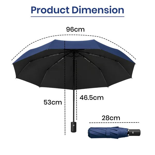 PrimePick_3-Fold_Compact_Travel_Umbrella_Blue