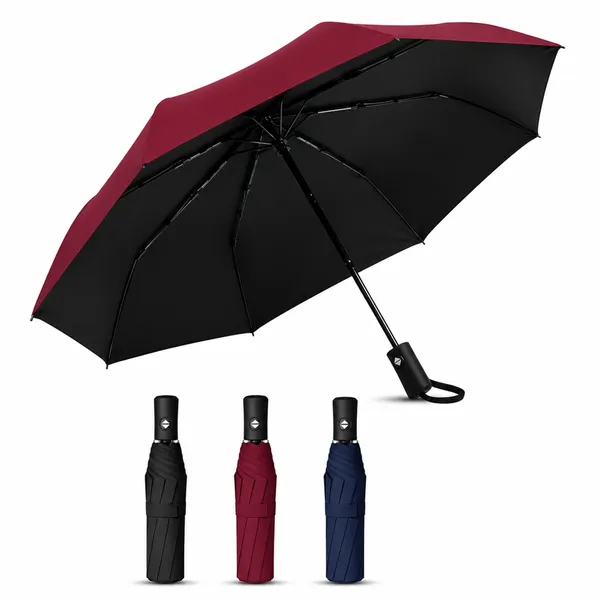 PrimePick_3-Fold_Compact_Travel_Umbrella_Red