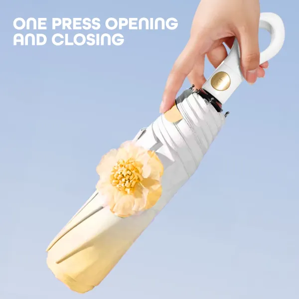 Orange_Mini_Folding_Umbrella_With_Flower_Designed