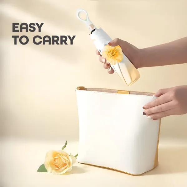 Orange_Mini_Folding_Umbrella_With_Flower_Designed