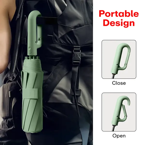 Green_Compact_Travel_Umbrella_With_Reflective_Strip