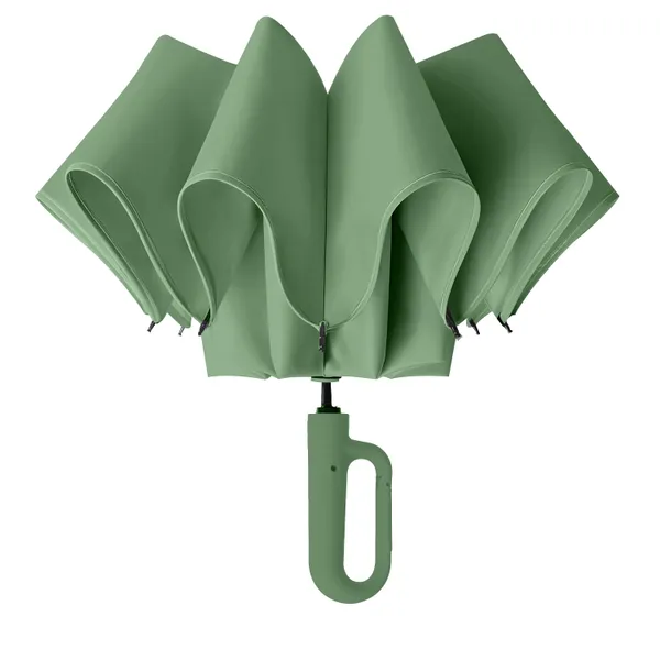 Green_Compact_Travel_Umbrella_With_Reflective_Strip