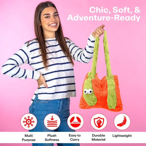 Orange_Terry_Fur_Shopper_Bag