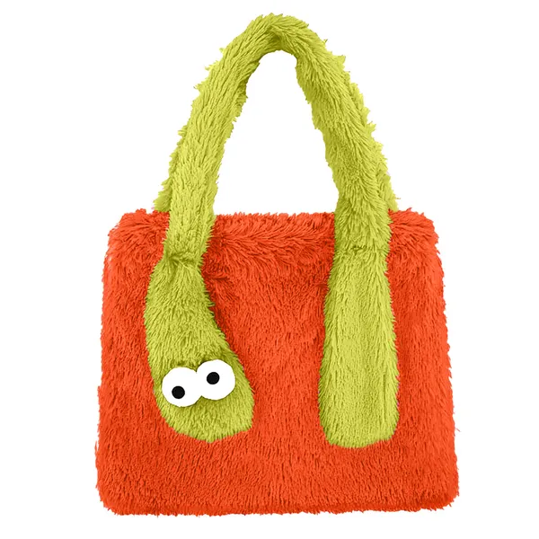 Orange_Terry_Fur_Shopper_Bag