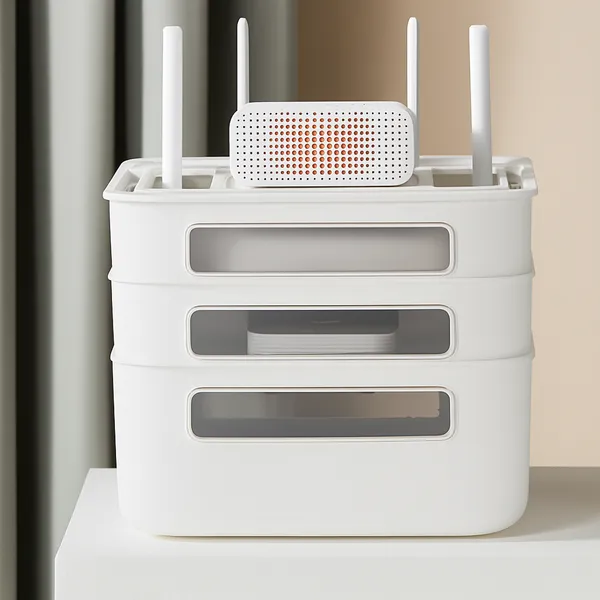 White_Acrylonitrile_Butadiene_Styrene_Wifi_Router_Storage_Box
