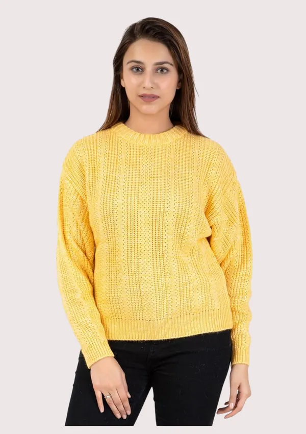 Yellow_Women_100%_Wool_Pullover_Sweater_Regular_Fit_For_Winter_Wear