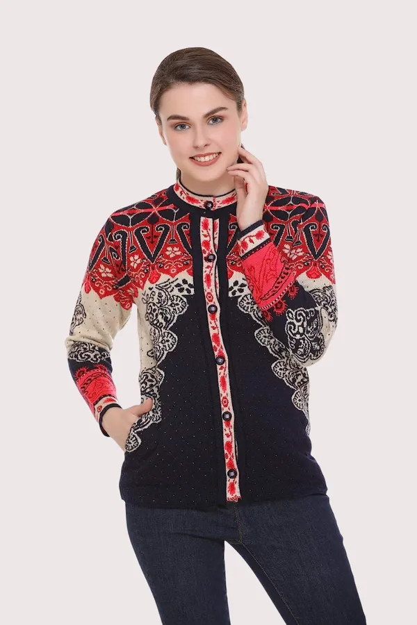 Multicolor_Women's_Winter_Wear_Round_Neck_Woolen_Cardigan