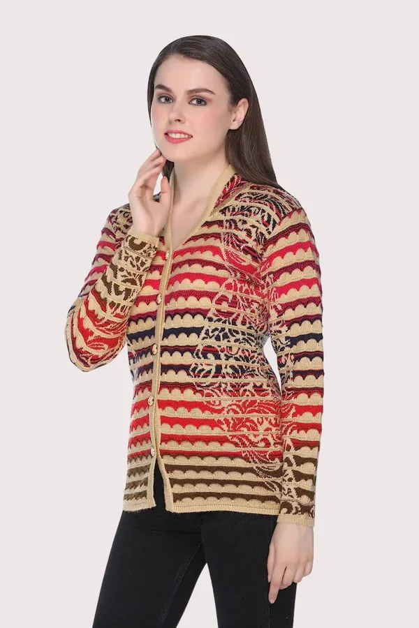Multicolor_Women's_Winter_Wear_Round_Neck_Woolen_Cardigan