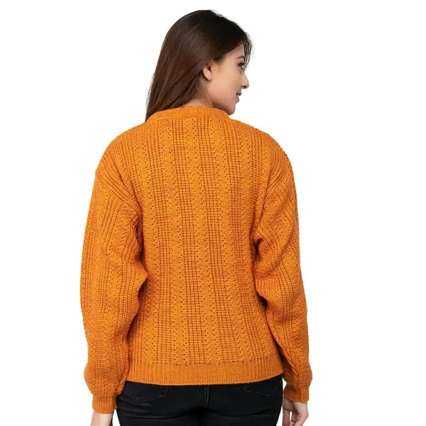 Orange_Women's_Wool_Casual_Pullover_Sweater