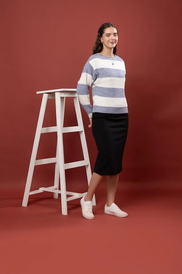 Aqua_Blue_Women_100%_Wool_Color_Block_Stripe_Full_Sleeve_Round_Neck_Pullover_Sweater_Winter_Season_Fashion