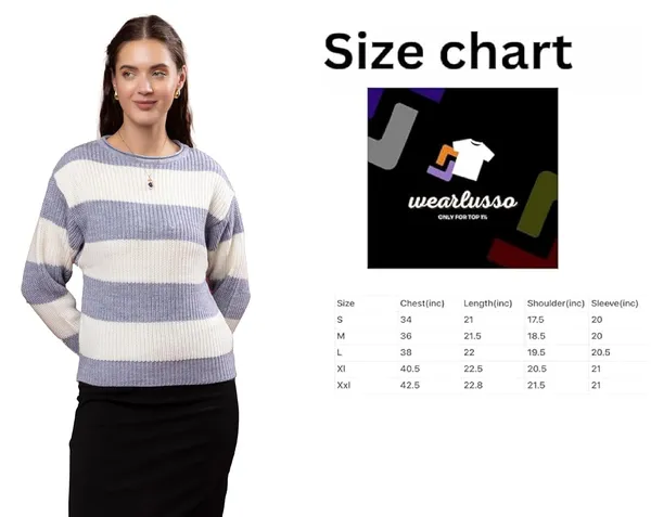 Aqua_Blue_Women_100%_Wool_Color_Block_Stripe_Full_Sleeve_Round_Neck_Pullover_Sweater_Winter_Season_Fashion