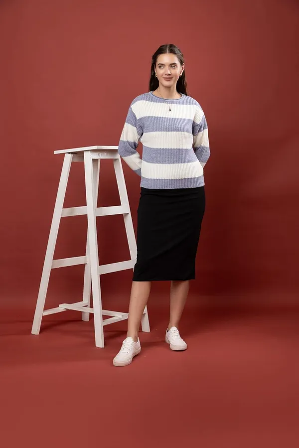 Aqua_Blue_Women_100%_Wool_Color_Block_Stripe_Full_Sleeve_Round_Neck_Pullover_Sweater_Winter_Season_Fashion