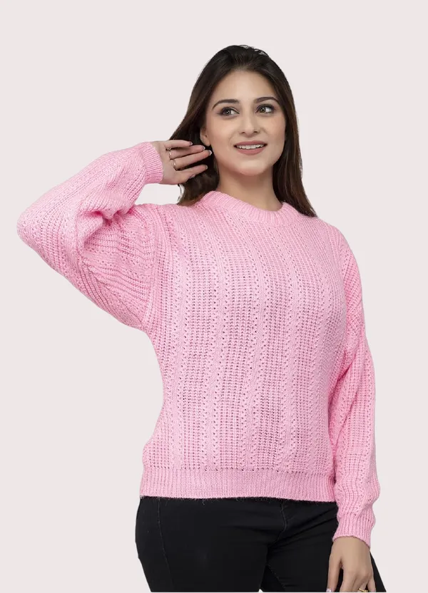 Baby_Pink_Women_100%_Wool_Pullover_Sweater_Regular_Fit_For_Winter_Wear