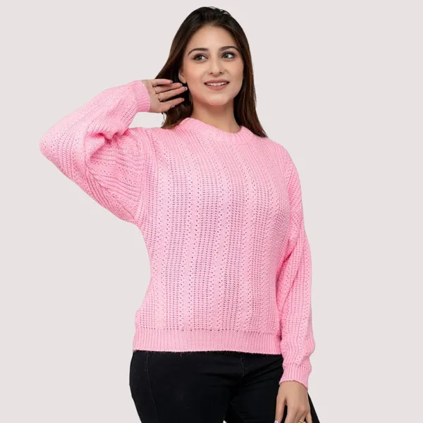 Light_Pink_Women's_Wool_Casual_Pullover_Sweater