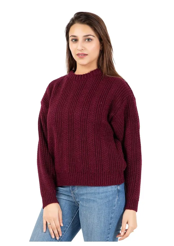 Womens_Pure_Wool_Round_Neck_Pullover_Sweater