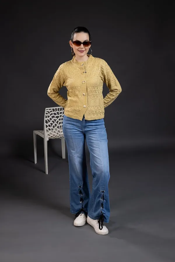 Women_Woolen_Button_Cardigan