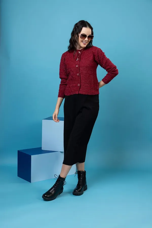 Womens_Woolen_Button_Cardigan