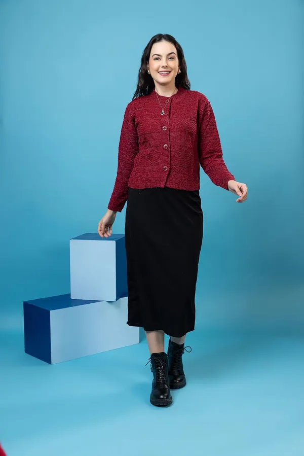 Womens_Woolen_Button_Cardigan