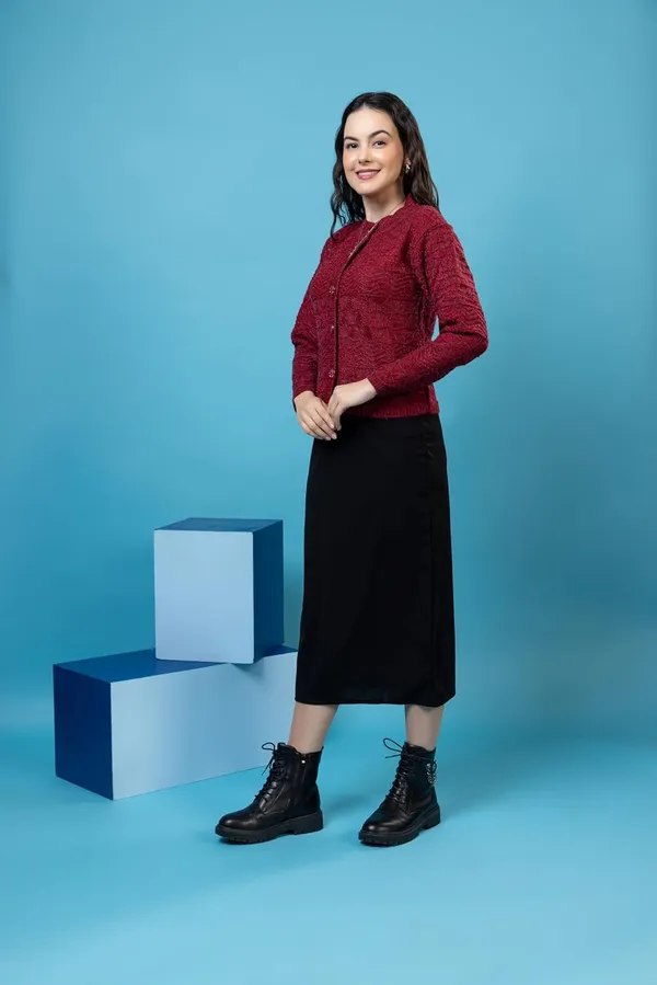 Womens_Woolen_Button_Cardigan