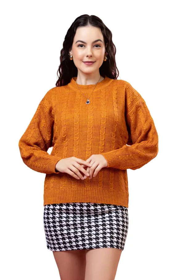 Womens_Round_Neck_Cable_Knit_Wool_Sweater