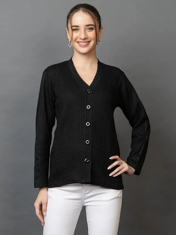 Womens_Woolen_V_Neck_Cardigan