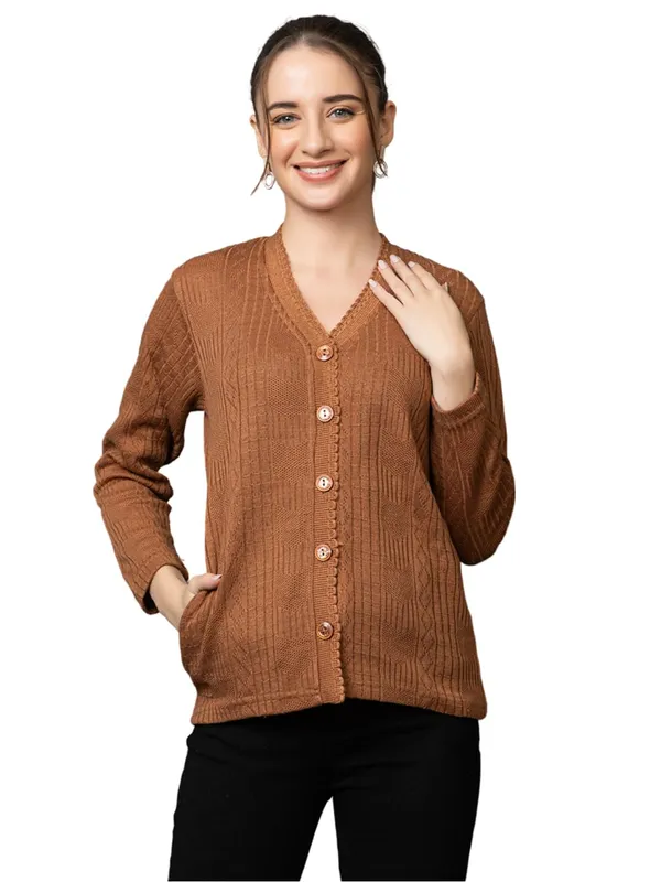Womens_Woolen_V_Neck_Cardigan