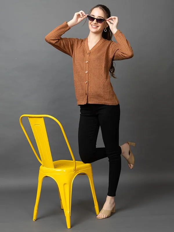 Womens_Woolen_V_Neck_Cardigan
