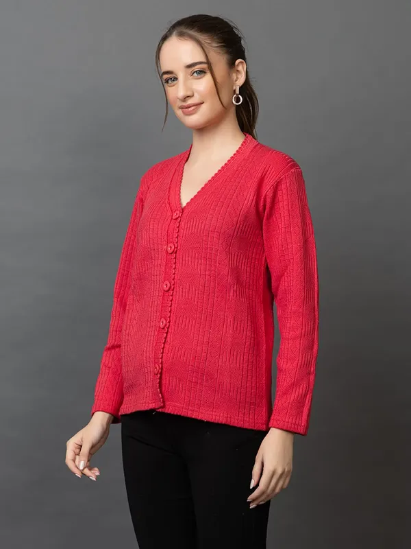 Womens_Woolen_V_Neck_Cardigan