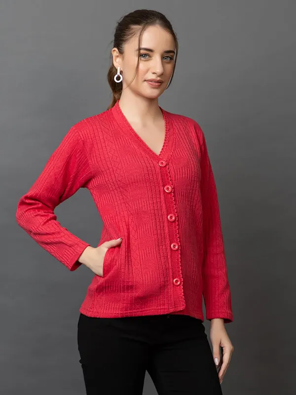Womens_Woolen_V_Neck_Cardigan
