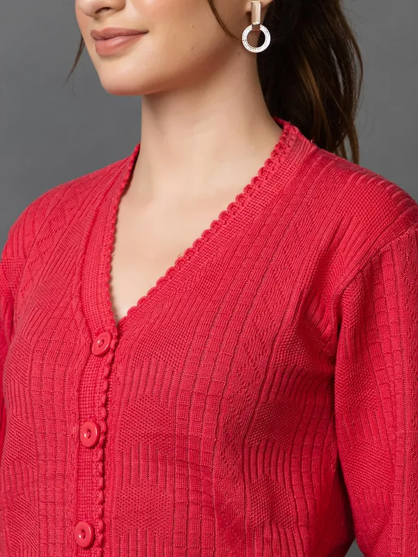 Womens_Woolen_V_Neck_Cardigan