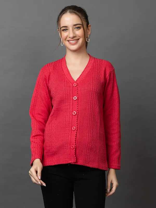 Womens_Woolen_V_Neck_Cardigan