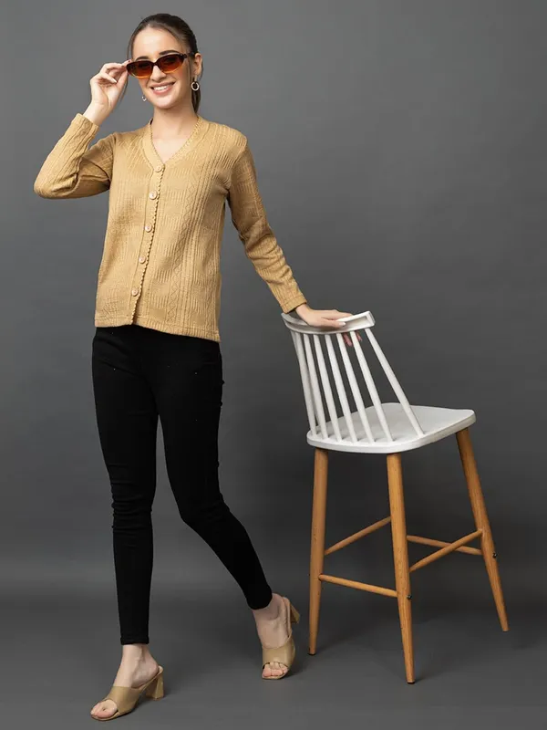 Womens_Woolen_V_Neck_Cardigan