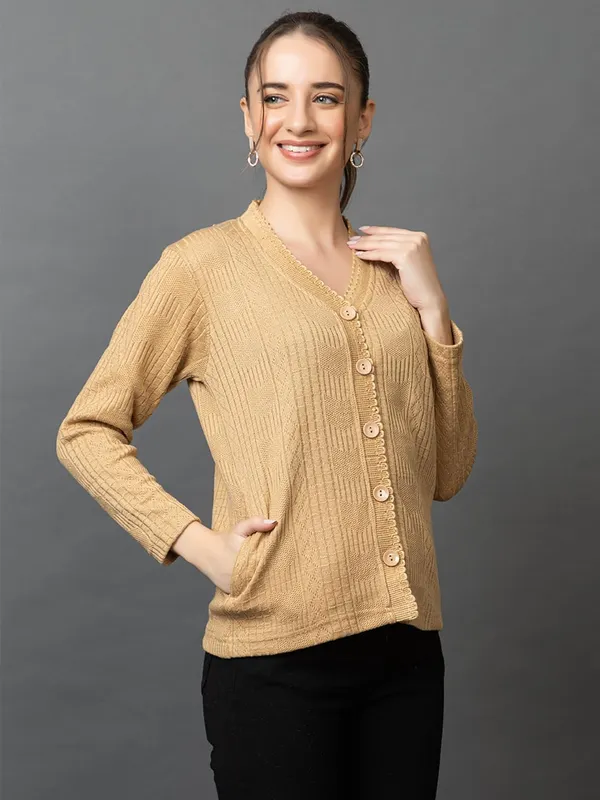 Womens_Woolen_V_Neck_Cardigan