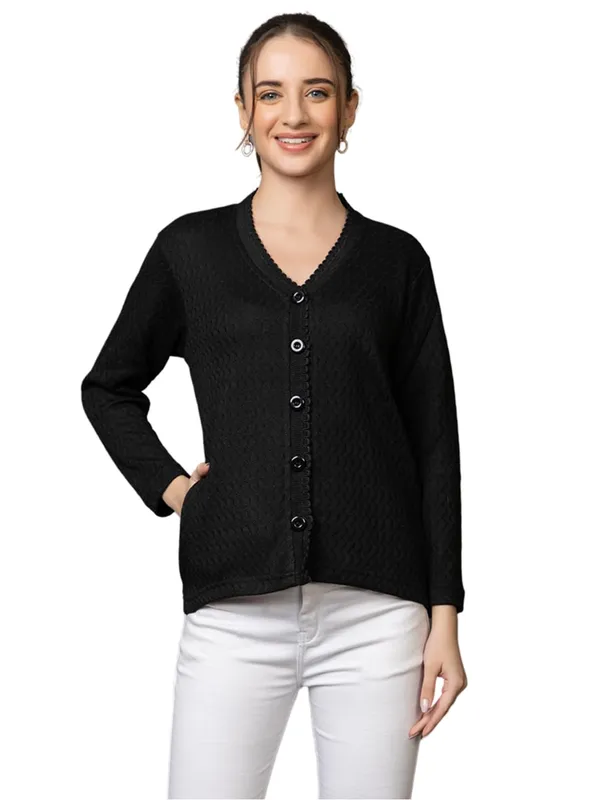 Womens_Woolen_V_Neck_Cardigan_Sweater_With_Pockets