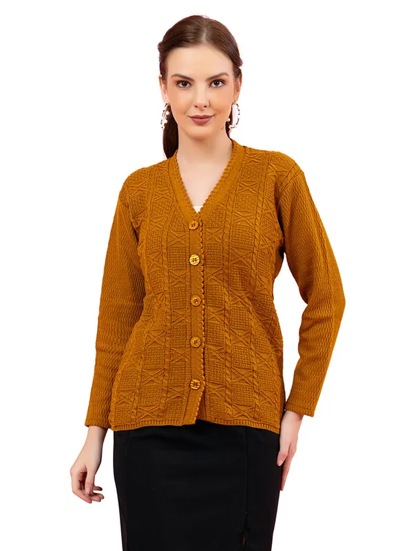 Womens_Knit_Button_Down_V_Neck_Cardigan