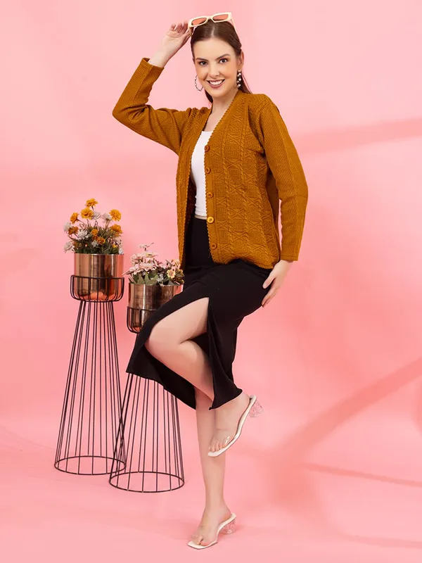 Womens_Knit_Button_Down_V_Neck_Cardigan