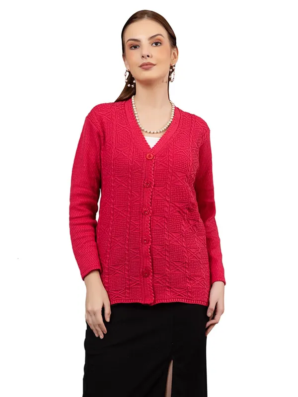 Womens_Knit_Button_Down_V_Neck_Cardigan