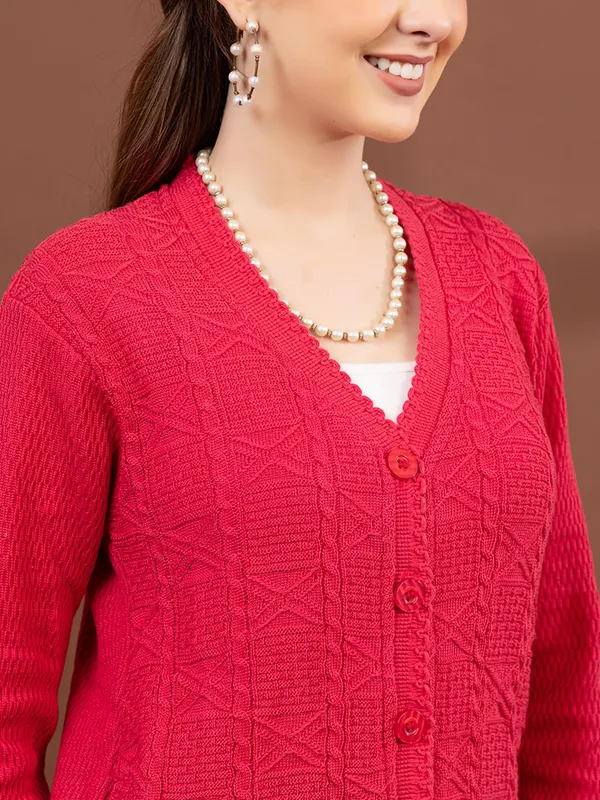 Womens_Knit_Button_Down_V_Neck_Cardigan