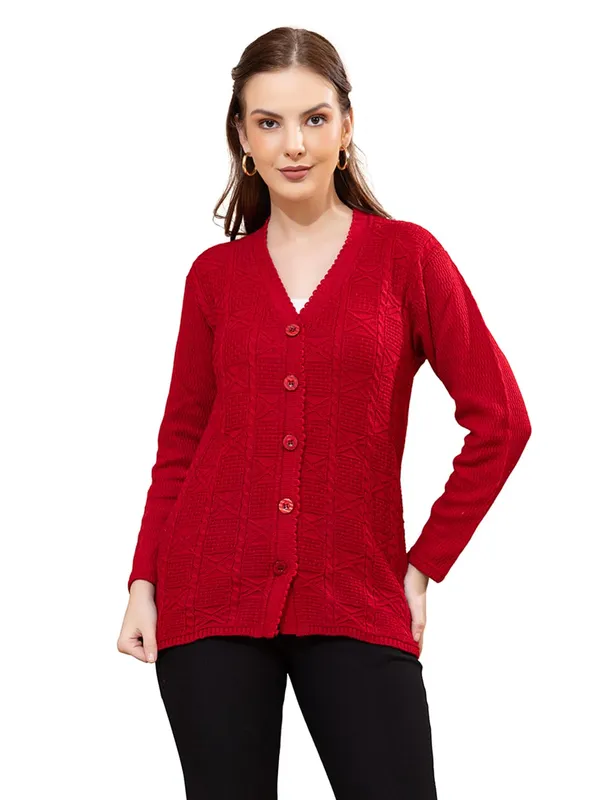 Womens_Knit_Button_Down_V_Neck_Cardigan