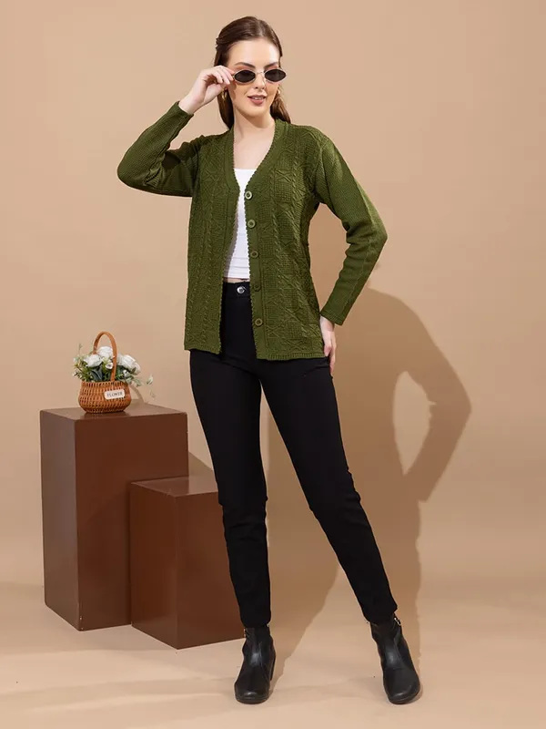 Womens_Knit_Button_Down_V_Neck_Cardigan