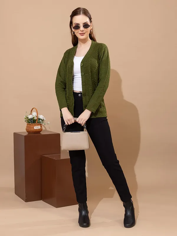 Womens_Knit_Button_Down_V_Neck_Cardigan