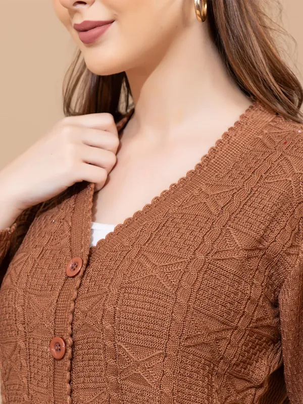 Womens_Knit_Button_Down_V_Neck_Cardigan