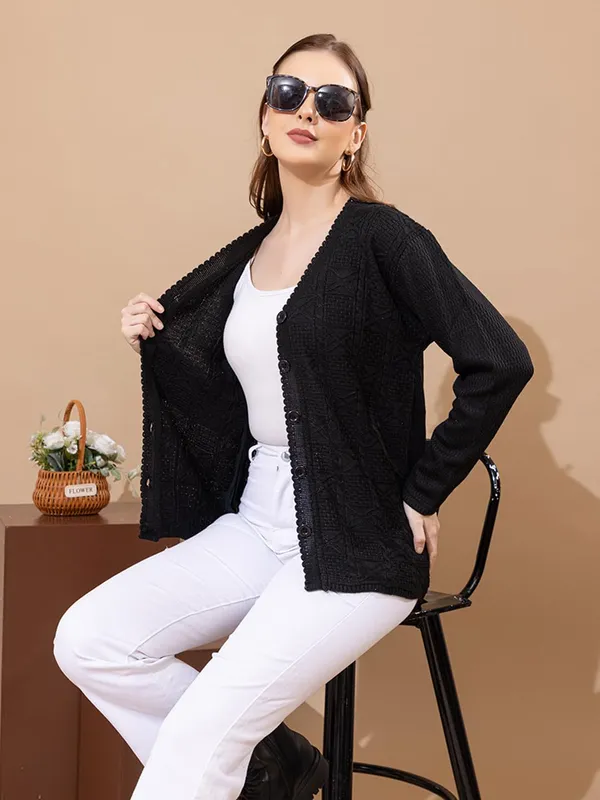 Womens_Knit_Button_Down_V_Neck_Cardigan