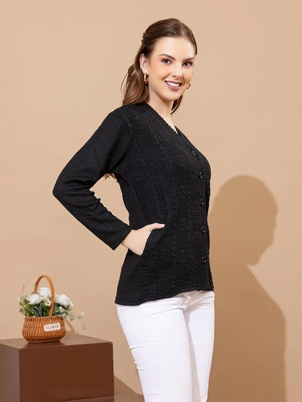 Womens_Knit_Button_Down_V_Neck_Cardigan